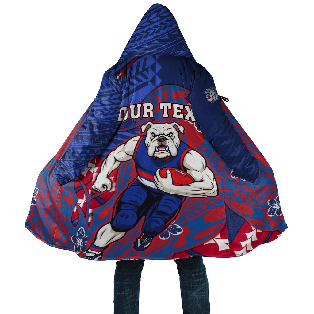 Personalized Western Bulldogs Cloak Polynesian Tribal Bulldog Mascot With Hibiscus Floral Art