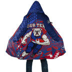 Personalized Western Bulldogs Cloak Polynesian Tribal Bulldog Mascot With Hibiscus Floral Art