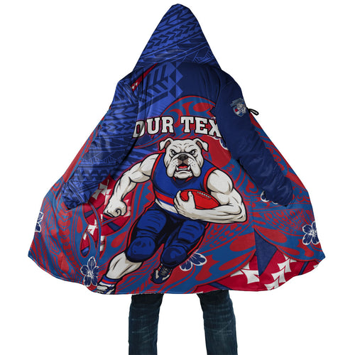 Personalized Western Bulldogs Cloak Polynesian Tribal Bulldog Mascot With Hibiscus Floral Art