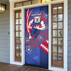 Personalized Western Bulldogs Door Cover Polynesian Tribal Bulldog Mascot With Hibiscus Floral Art