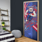 Personalized Western Bulldogs Door Cover Polynesian Tribal Bulldog Mascot With Hibiscus Floral Art