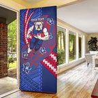 Personalized Western Bulldogs Door Cover Polynesian Tribal Bulldog Mascot With Hibiscus Floral Art
