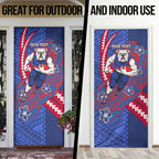 Personalized Western Bulldogs Door Cover Polynesian Tribal Bulldog Mascot With Hibiscus Floral Art