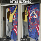 Personalized Western Bulldogs Door Cover Polynesian Tribal Bulldog Mascot With Hibiscus Floral Art