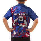 Personalized Western Bulldogs Family Matching Long Sleeve Bodycon Dress and Hawaiian Shirt Polynesian Tribal Bulldog Mascot With Hibiscus Floral Art