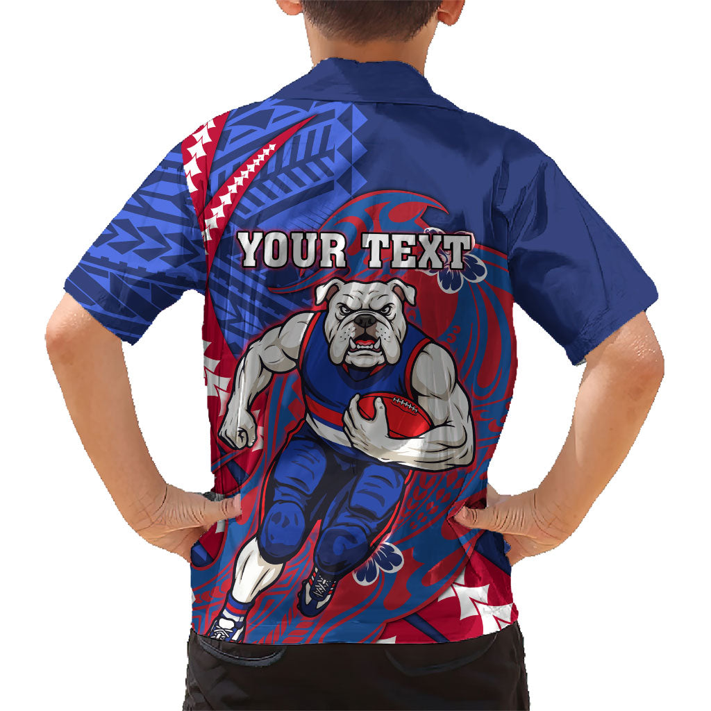 Personalized Western Bulldogs Family Matching Puletasi and Hawaiian Shirt Polynesian Tribal Bulldog Mascot With Hibiscus Floral Art