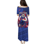 Personalized Western Bulldogs Family Matching Puletasi and Hawaiian Shirt Polynesian Tribal Bulldog Mascot With Hibiscus Floral Art