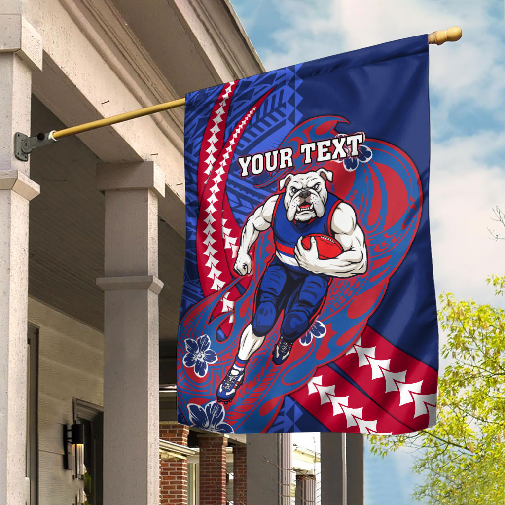 Personalized Western Bulldogs Garden Flag Polynesian Tribal Bulldog Mascot With Hibiscus Floral Art