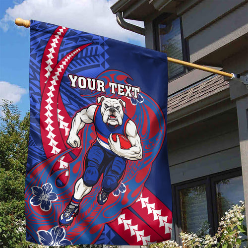 Personalized Western Bulldogs Garden Flag Polynesian Tribal Bulldog Mascot With Hibiscus Floral Art
