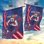 Personalized Western Bulldogs Garden Flag Polynesian Tribal Bulldog Mascot With Hibiscus Floral Art