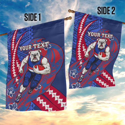 Personalized Western Bulldogs Garden Flag Polynesian Tribal Bulldog Mascot With Hibiscus Floral Art