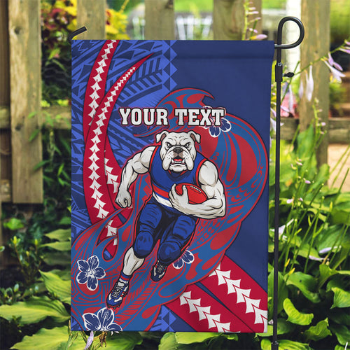 Personalized Western Bulldogs Garden Flag Polynesian Tribal Bulldog Mascot With Hibiscus Floral Art