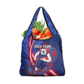 Personalized Western Bulldogs Grocery Bag Polynesian Tribal Bulldog Mascot With Hibiscus Floral Art