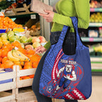 Personalized Western Bulldogs Grocery Bag Polynesian Tribal Bulldog Mascot With Hibiscus Floral Art