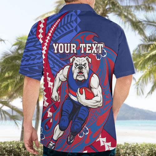 Personalized Western Bulldogs Hawaiian Shirt Polynesian Tribal Bulldog Mascot With Hibiscus Floral Art