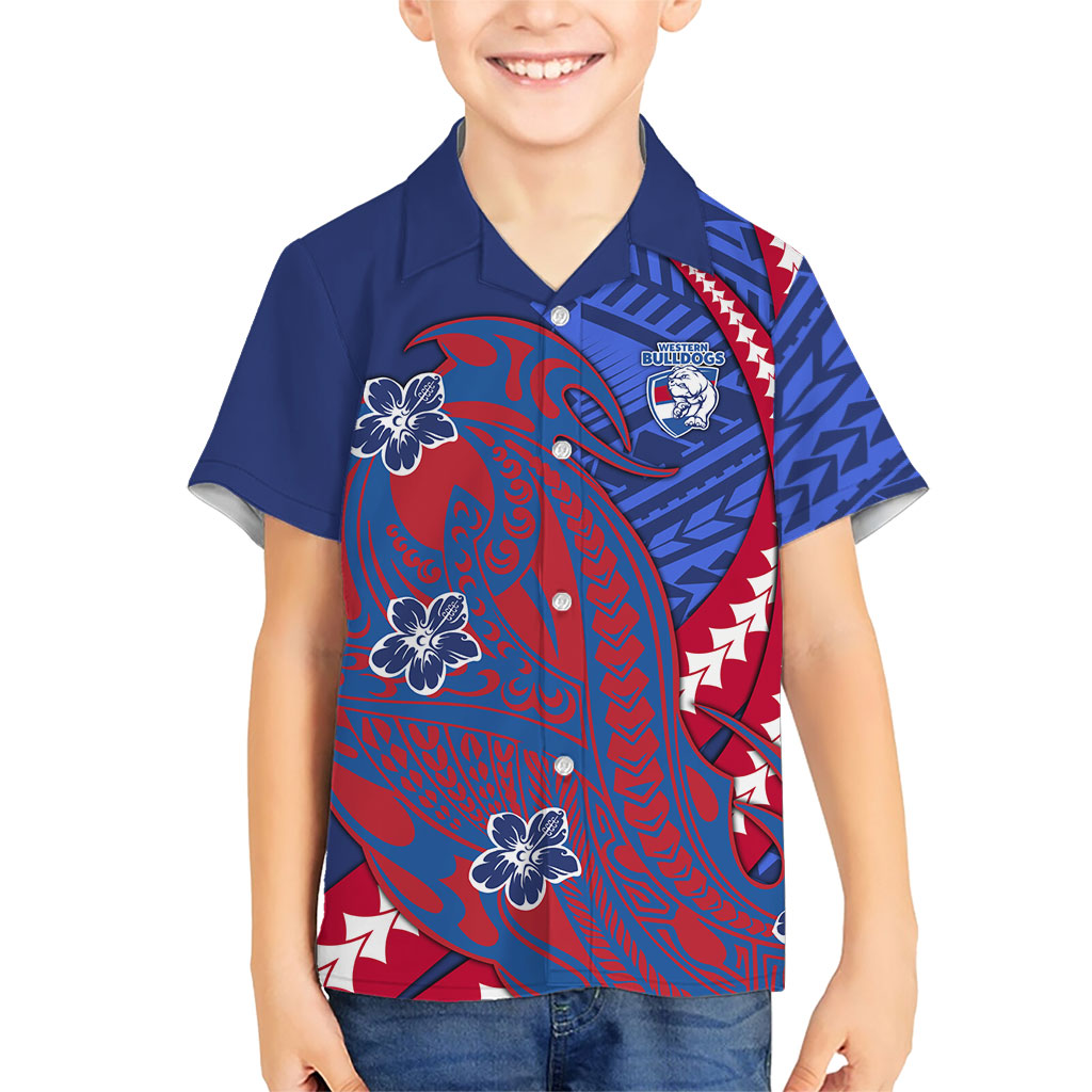 Personalized Western Bulldogs Hawaiian Shirt Polynesian Tribal Bulldog Mascot With Hibiscus Floral Art