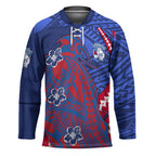 Personalized Western Bulldogs Hockey Jersey Polynesian Tribal Bulldog Mascot With Hibiscus Floral Art