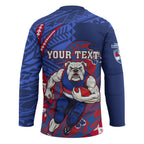 Personalized Western Bulldogs Hockey Jersey Polynesian Tribal Bulldog Mascot With Hibiscus Floral Art