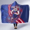 Personalized Western Bulldogs Hooded Blanket Polynesian Tribal Bulldog Mascot With Hibiscus Floral Art