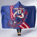 Personalized Western Bulldogs Hooded Blanket Polynesian Tribal Bulldog Mascot With Hibiscus Floral Art