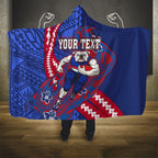 Personalized Western Bulldogs Hooded Blanket Polynesian Tribal Bulldog Mascot With Hibiscus Floral Art