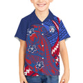 Personalized Western Bulldogs Kid Hawaiian Shirt Polynesian Tribal Bulldog Mascot With Hibiscus Floral Art