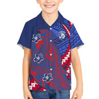 Personalized Western Bulldogs Kid Hawaiian Shirt Polynesian Tribal Bulldog Mascot With Hibiscus Floral Art