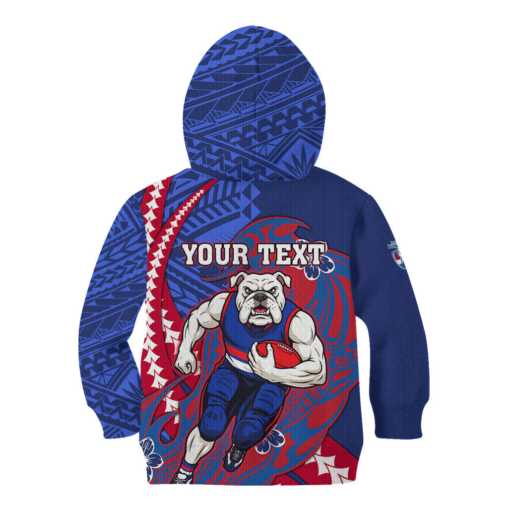 Personalized Western Bulldogs Kid Hoodie Polynesian Tribal Bulldog Mascot With Hibiscus Floral Art