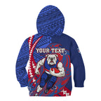 Personalized Western Bulldogs Kid Hoodie Polynesian Tribal Bulldog Mascot With Hibiscus Floral Art