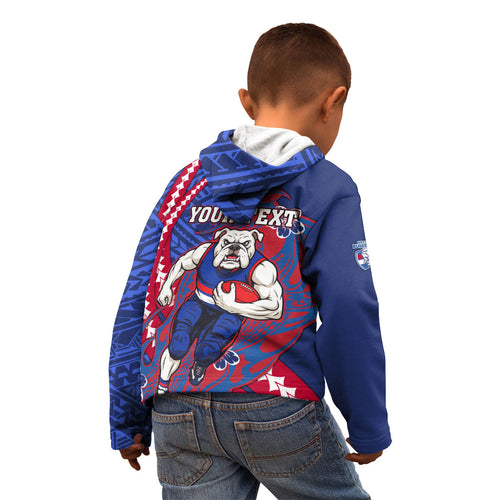 Personalized Western Bulldogs Kid Hoodie Polynesian Tribal Bulldog Mascot With Hibiscus Floral Art