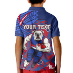 Personalized Western Bulldogs Kid Polo Shirt Polynesian Tribal Bulldog Mascot With Hibiscus Floral Art