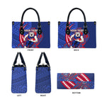 Personalized Western Bulldogs Leather Bag Polynesian Tribal Bulldog Mascot With Hibiscus Floral Art
