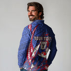 Personalized Western Bulldogs Long Sleeve Polo Shirt Polynesian Tribal Bulldog Mascot With Hibiscus Floral Art
