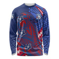 Personalized Western Bulldogs Long Sleeve Shirt Polynesian Tribal Bulldog Mascot With Hibiscus Floral Art