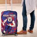 Personalized Western Bulldogs Luggage Cover Polynesian Tribal Bulldog Mascot With Hibiscus Floral Art