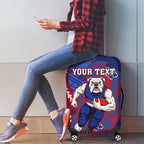 Personalized Western Bulldogs Luggage Cover Polynesian Tribal Bulldog Mascot With Hibiscus Floral Art