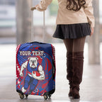 Personalized Western Bulldogs Luggage Cover Polynesian Tribal Bulldog Mascot With Hibiscus Floral Art