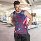 Personalized Western Bulldogs Men Tank Top Polynesian Tribal Bulldog Mascot With Hibiscus Floral Art
