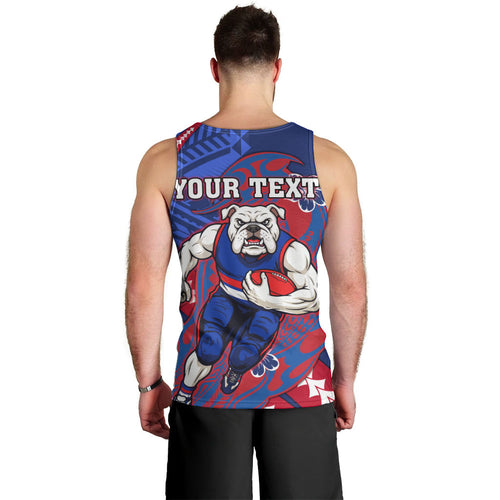 Personalized Western Bulldogs Men Tank Top Polynesian Tribal Bulldog Mascot With Hibiscus Floral Art