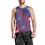 Personalized Western Bulldogs Men Tank Top Polynesian Tribal Bulldog Mascot With Hibiscus Floral Art