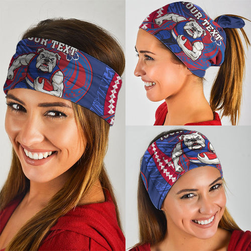 Personalized Western Bulldogs Neck Gaiter Polynesian Tribal Bulldog Mascot With Hibiscus Floral Art