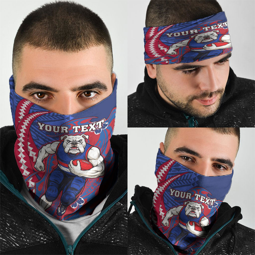 Personalized Western Bulldogs Neck Gaiter Polynesian Tribal Bulldog Mascot With Hibiscus Floral Art