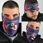 Personalized Western Bulldogs Neck Gaiter Polynesian Tribal Bulldog Mascot With Hibiscus Floral Art