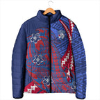 Personalized Western Bulldogs Padded Jacket Polynesian Tribal Bulldog Mascot With Hibiscus Floral Art