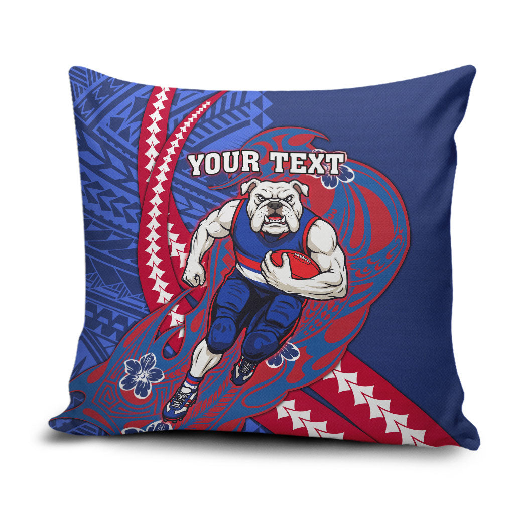 Personalized Western Bulldogs Pillow Cover Polynesian Tribal Bulldog Mascot With Hibiscus Floral Art