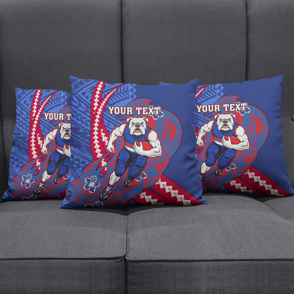 Personalized Western Bulldogs Pillow Cover Polynesian Tribal Bulldog Mascot With Hibiscus Floral Art