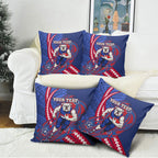 Personalized Western Bulldogs Pillow Cover Polynesian Tribal Bulldog Mascot With Hibiscus Floral Art