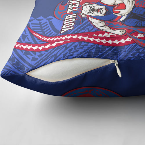 Personalized Western Bulldogs Pillow Cover Polynesian Tribal Bulldog Mascot With Hibiscus Floral Art