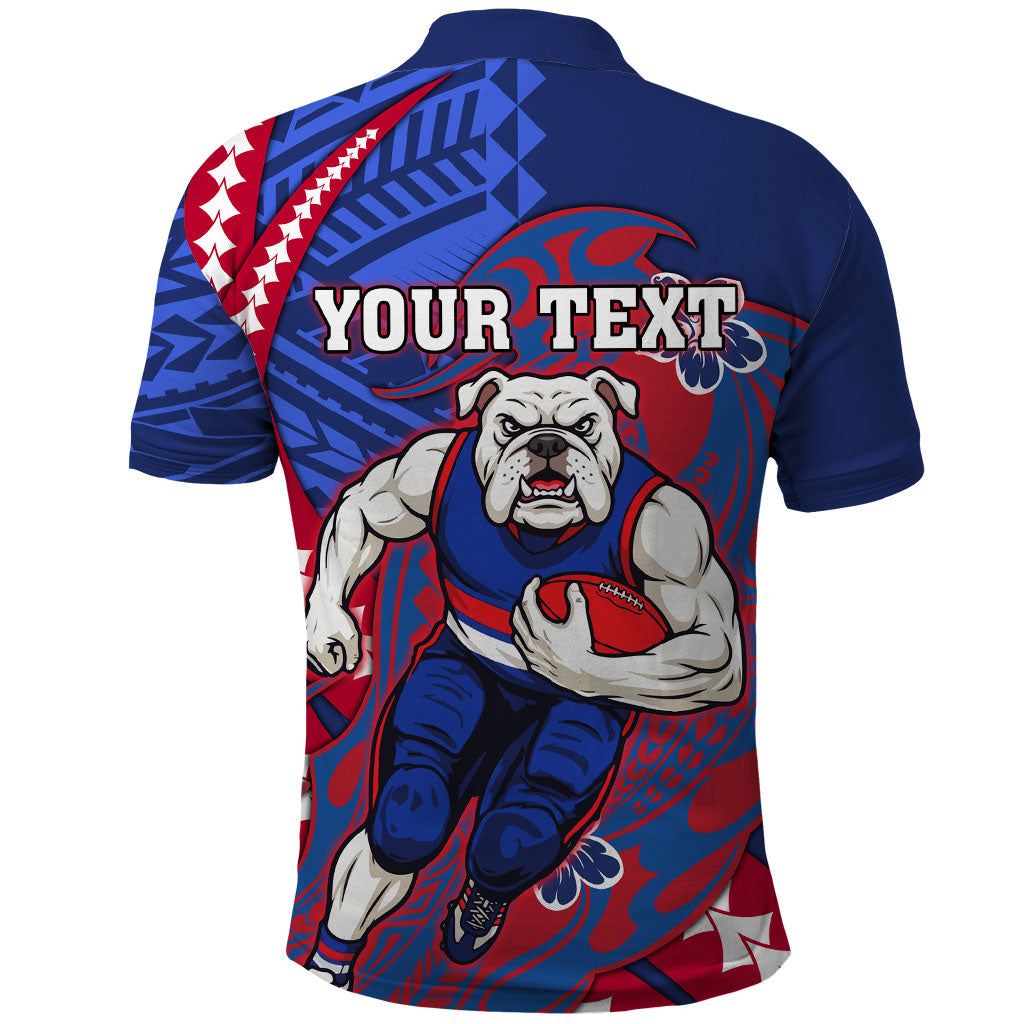 Personalized Western Bulldogs Polo Shirt Polynesian Tribal Bulldog Mascot With Hibiscus Floral Art