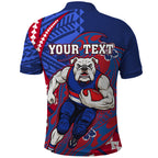 Personalized Western Bulldogs Polo Shirt Polynesian Tribal Bulldog Mascot With Hibiscus Floral Art